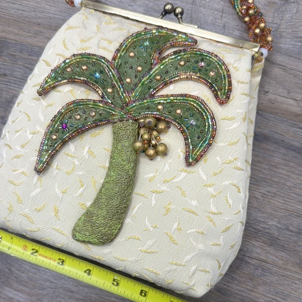 Mary Frances Tropical Palm Tree Beaded Handbag - Picture 2 of 6